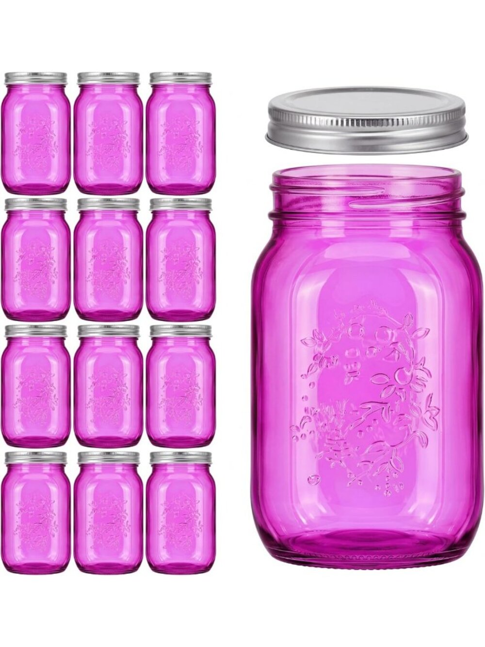 12 Pcs Purple Mason Jars 34 oz - Vintage Glass for Canning, Storage & Preserving